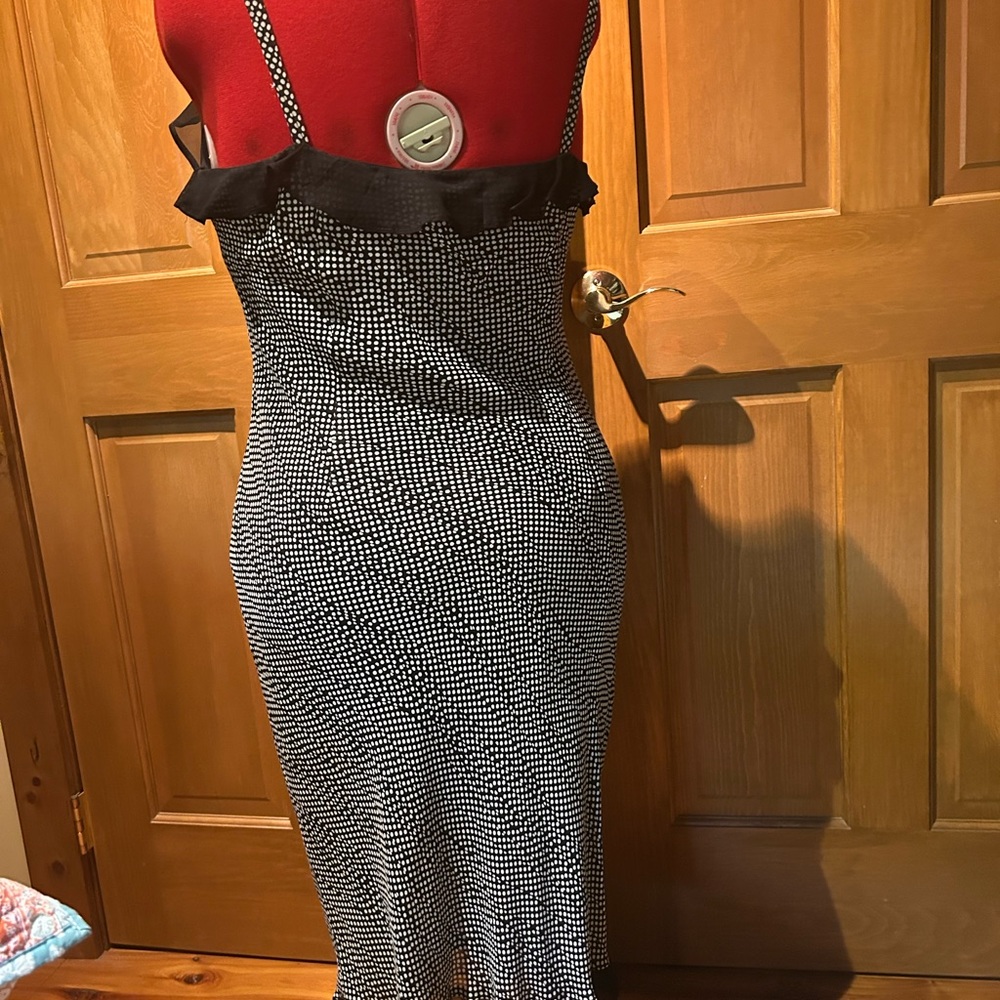 Donna Ricco Black and White Sheath Midi Dress Spaghetti Strap - Picture 2 of 2